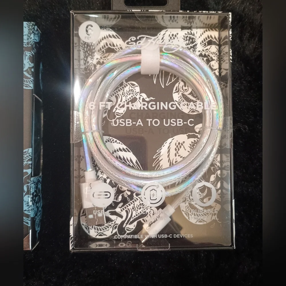 New Ed Hardy Blue Rapid Charge Wall Charger with 6ft USB-C Cable Set Of 2